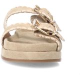 Manfield - Slippers - Beige - Suède - Verstelbare Gespsluitingen