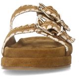 Manfield - Dames - Suède Slippers - Cognac - Met Gesp