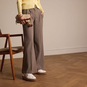 Manfield - Dames - Witte Leren Sneakers - Leopard Details - Dikke Zool 4 cm