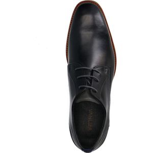 Van Lier - Heren - Zwarte Leren Veterschoenen - Platte Hak - Leer