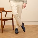 Van Lier - Heren - Blauwe Nubuck Veterschoenen - Leer - Bruin Detail