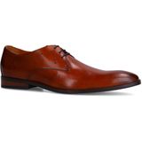 Van Lier - Heren - Cognac Leren Veterschoenen - Cognac - Leren