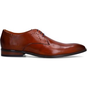 Van Lier - Heren - Cognac Leren Veterschoenen - Cognac - Leren