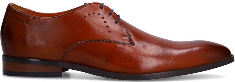 Van Lier - Heren - Cognac Leren Veterschoenen - Cognac - Leren