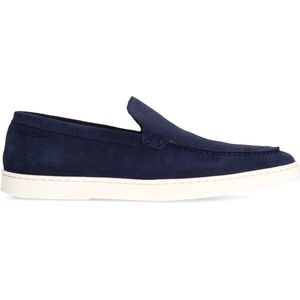 Van Lier - Heren - Navy Blauwe Loafers - Suède - Witte Zool 2 cm