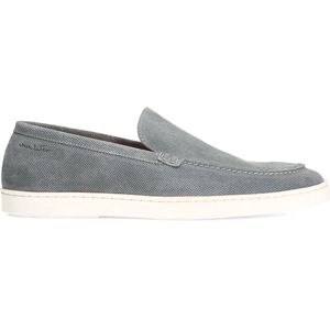 Van Lier - Heren - Grijs/blauwe Suède Loafers - Suède - Witte Zool