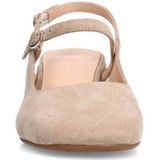 Manfield - Slingback Pumps - Beige - Suède - Enkelband met Gesp
