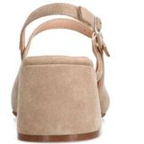 Manfield - Slingback Pumps - Beige - Suède - Enkelband met Gesp
