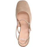 Manfield - Slingback Pumps - Beige - Suède - Enkelband met Gesp