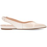 Manfield - Dames - Off White Glanzende Leren Slingbacks