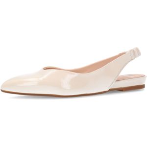 Manfield - Dames - Off White Glanzende Leren Slingbacks
