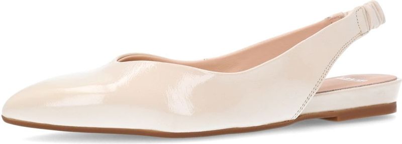 Manfield - Dames - Off White Glanzende Leren Slingbacks