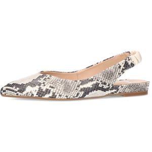 Manfield - Slingsbacks - Grijs - Leer - Slangenprint - Elastische Sluiting