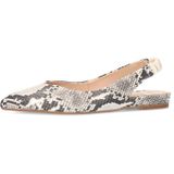 Manfield - Slingsbacks - Grijs - Leer - Slangenprint - Elastische Sluiting