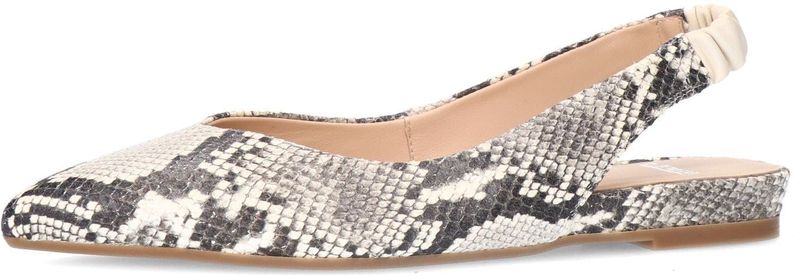 Manfield - Slingsbacks - Grijs - Leer - Slangenprint - Elastische Sluiting