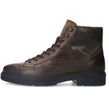 Manfield - Veterboots - Donkergrijs - Leer - Profielzool