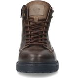 Manfield - Veterboots - Donkergrijs - Leer - Profielzool