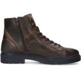 Manfield - Veterboots - Donkergrijs - Leer - Profielzool