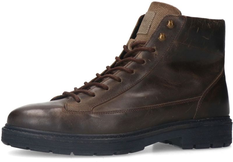 Manfield - Veterboots - Donkergrijs - Leer - Profielzool