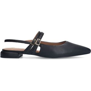 Manfield - Slingbacks - Zwart - Leer - Dubbele Bandjes