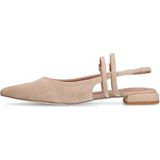Manfield - Dames - Slingbacks - Beige - Suède - Dubbele Bandjes