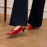 Manfield - Slingbackpumps - Rood - Leer