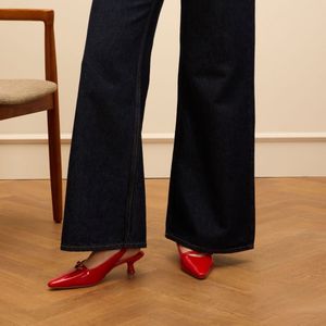Manfield - Slingback Pumps - Rood - Lak - Leren Voering
