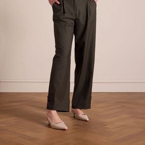 Manfield - Beige Slingback Pumps - Leer - Hak 5 cm