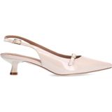 Manfield - Beige Slingback Pumps - Leer - Hak 5 cm