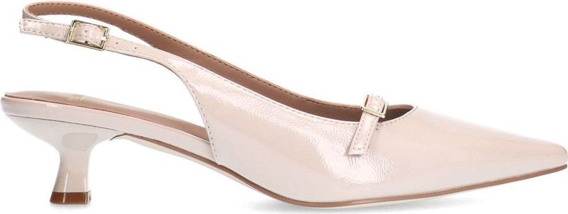 Manfield - Beige Slingback Pumps - Leer - Hak 5 cm