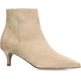 Manfield - Beige Suède Enkellaarsjes met Hak
