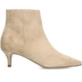 Manfield - Beige Suède Enkellaarsjes met Hak