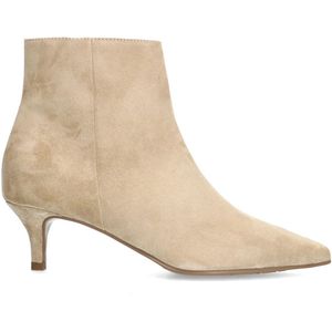 Manfield - Beige Suède Enkellaarsjes met Hak