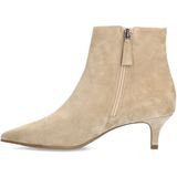 Manfield - Beige Suède Enkellaarsjes met Hak
