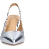 Manfield - Zilveren Slingback Pumps - Grijs - Leer