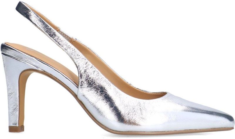 Manfield - Zilveren Slingback Pumps - Grijs - Leer