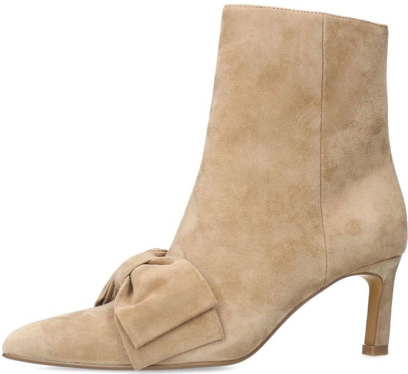 Manfield - Dames - Beige Enkellaarsjes - Suède - Met Hak