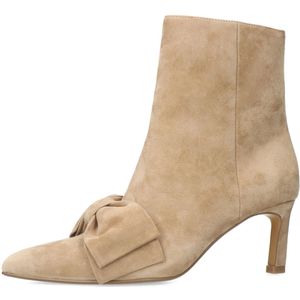 Manfield - Dames - Beige Enkellaarsjes - Suède - Met Hak