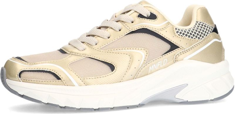 Manfield - Chunky Sneakers - Goud - Textiel en Imitatieleer