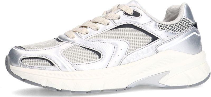 Manfield - Chunky Sneakers - Zilver - Textiel en Imitatieleer