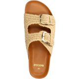 Manfield - Slippers - Beige - Textiel - Platte Zool