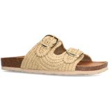 Manfield - Slippers - Beige - Textiel - Platte Zool