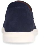 Manfield - Blauwe Loafers - Suède - Dikke Witte Zool
