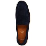 Manfield - Blauwe Loafers - Suède - Dikke Witte Zool