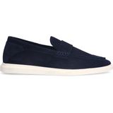 Manfield - Blauwe Loafers - Suède - Dikke Witte Zool