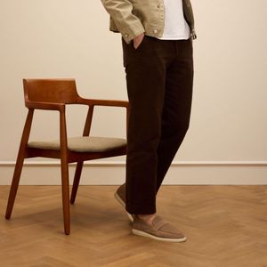 Manfield - Heren - Beige suède loafers - Maat 42