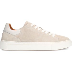 Manfield - Grijze Nubuck Sneaker - Leer - Lichtgrijs