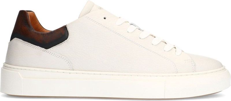Manfield - Offwhite Sneakers - Leer - Bruine Details