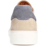 Manfield - Heren - Beige nubuck sneakers met grijze details