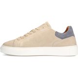 Manfield - Heren - Beige nubuck sneakers met grijze details